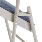 Blue/Grey Fabric Padded Seat Stackable Folding Chair (Set of 4)
