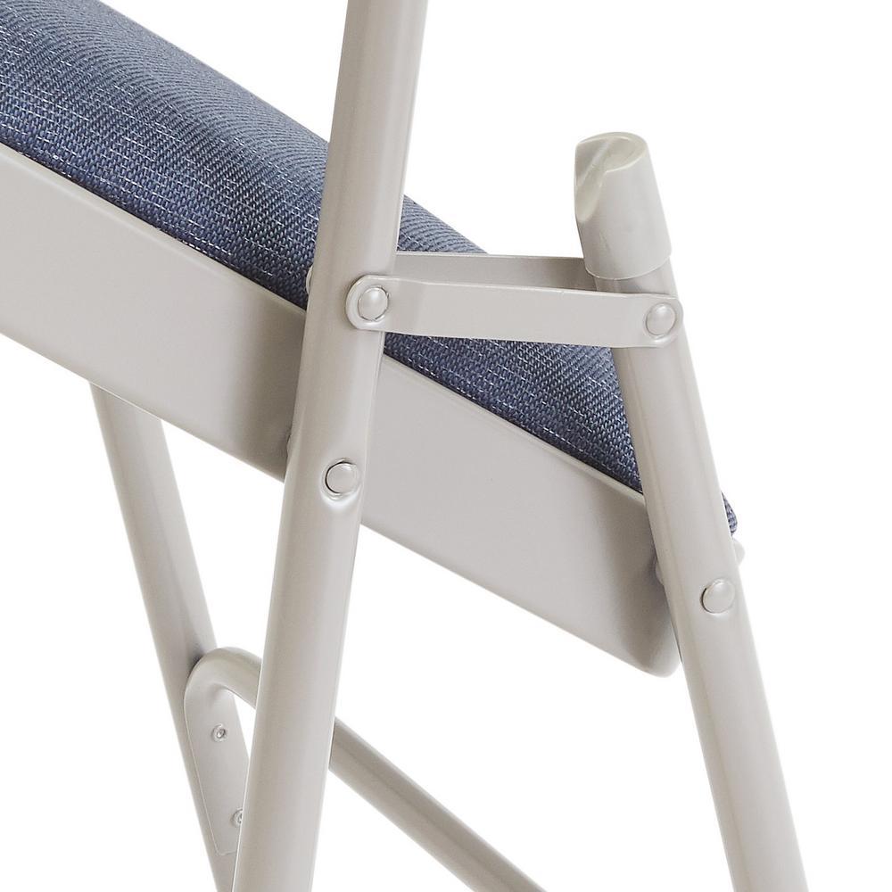 Blue/Grey Fabric Padded Seat Stackable Folding Chair (Set of 4)
