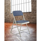 Blue/Grey Fabric Padded Seat Stackable Folding Chair (Set of 4)