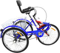 Folding Tricycle for Adult, Foldable Cruiser Bicycle for Women, 24-Inch 3 Wheel Bike with Rear Cargo Basket &amp; Installation Tools, Adult Tricycle 1/7 Speed 3-Wheel Front and Rear Fenders