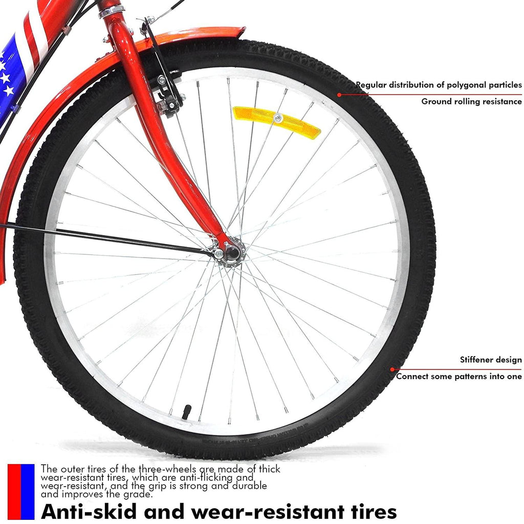 Folding Tricycle for Adult, Foldable Cruiser Bicycle for Women, 24-Inch 3 Wheel Bike with Rear Cargo Basket &amp; Installation Tools, Adult Tricycle 1/7 Speed 3-Wheel Front and Rear Fenders
