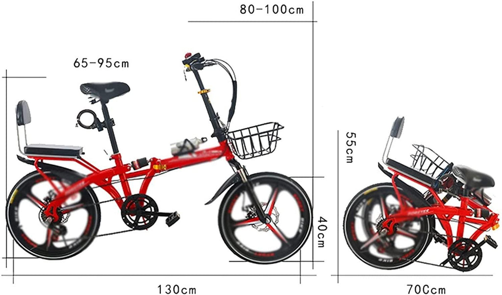 CHICAI Bike 7 Speed Folding Mini Compact High-Carbon Steel Bicycle, Disc Brake, 16in/20in Wheels, Back Rack (Color : White, Size : 20in)
