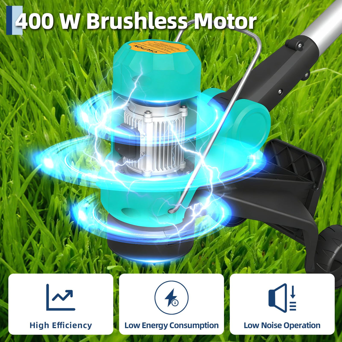 String Trimmer Cordless - Weed Wacker Battery Powered Electric Weed Trimmer with 2x2.0Ah Batteries, 12" Grass Cutter Auto Line Feed, Lawn Trimmer with 8 Pcs Spools, Lightweight Edger Lawn Tool