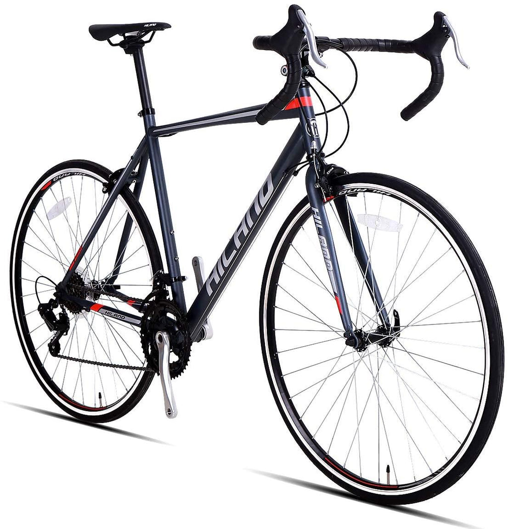 Hiland Road Bike 700C City Commuter Bicycle with 14 Speeds Drivetrain Black 54 cm Steel Frame
