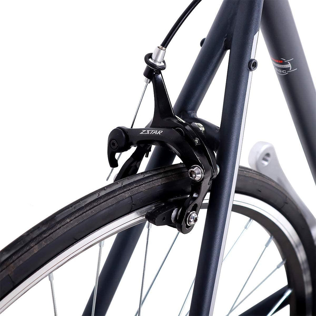 Hiland Vernier Road Bike Steel 700C Racing Bicycle for Men Urban City Commuter Bike  14 Speed Bike Black 58cm