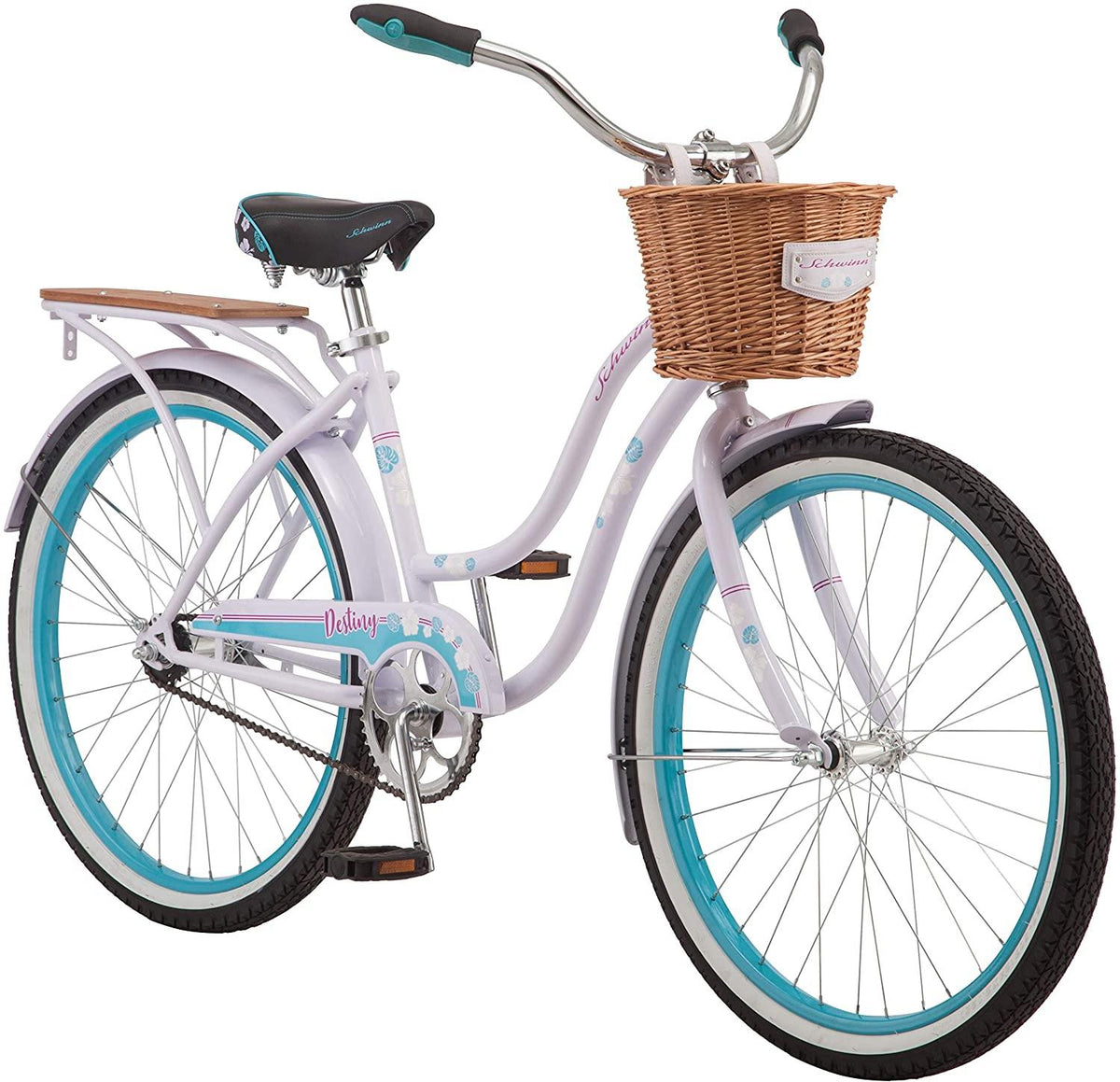 Schwinn Destiny Girls/Womens Classic Beach Cruiser Bike, Single Speed, Steel Frame, Multiple Colors