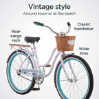Schwinn Destiny Girls/Womens Classic Beach Cruiser Bike, Single Speed, Steel Frame, Multiple Colors