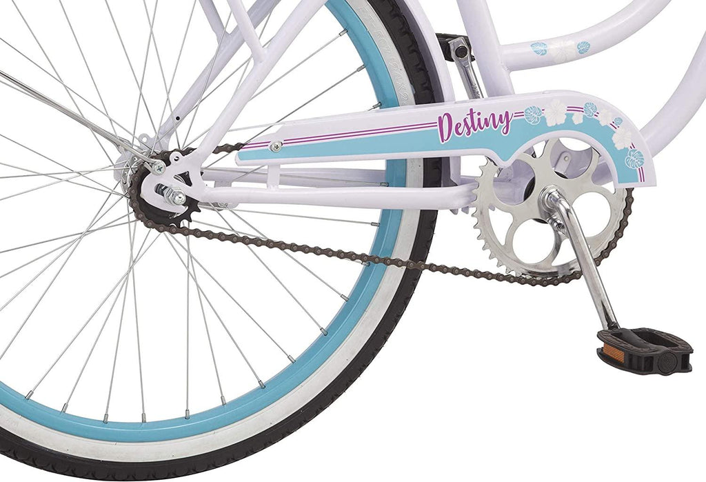 Schwinn Destiny Girls/Womens Classic Beach Cruiser Bike, Single Speed, Steel Frame, Multiple Colors