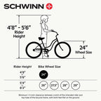 Schwinn Destiny Girls/Womens Classic Beach Cruiser Bike, Single Speed, Steel Frame, Multiple Colors
