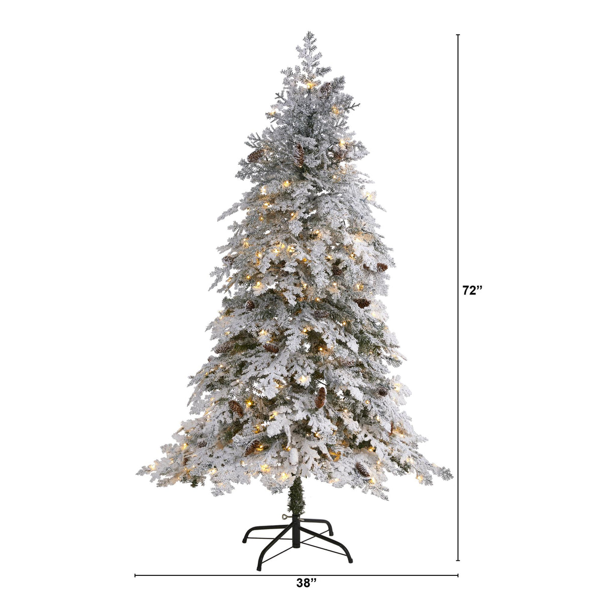 Nearly Natural 6' Green Spruce Flocked Artificial Christmas Tree Prelit 250 Clear LED Lights