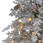 Nearly Natural 6' Green Spruce Flocked Artificial Christmas Tree Prelit 250 Clear LED Lights