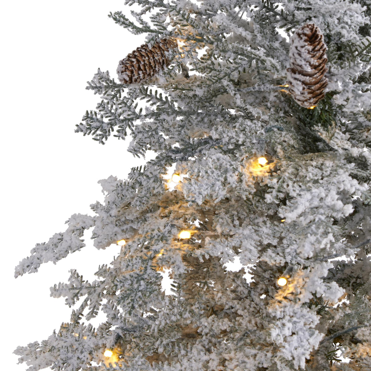 Nearly Natural 6' Green Spruce Flocked Artificial Christmas Tree Prelit 250 Clear LED Lights