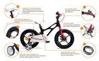 RoyalBaby Kids Bike Boys Girls Space Shuttle White 14 Inch Magnesium 2 Hand Disc Brakes Training Wheels