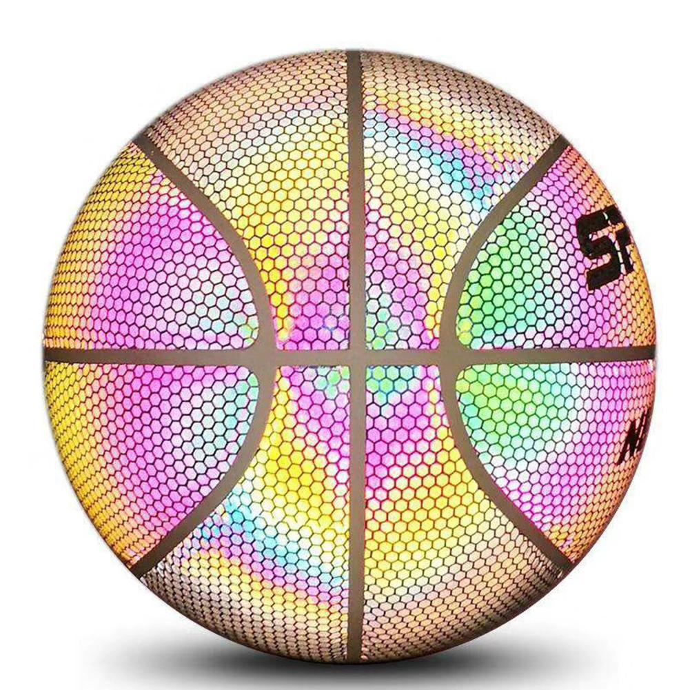 Famure Training Ball|Holographic Glowing Reflective Basketball Lighted Flash Glow Perfect Night Game Toy Gift for Kids Boys Indoor and Outdoor Use