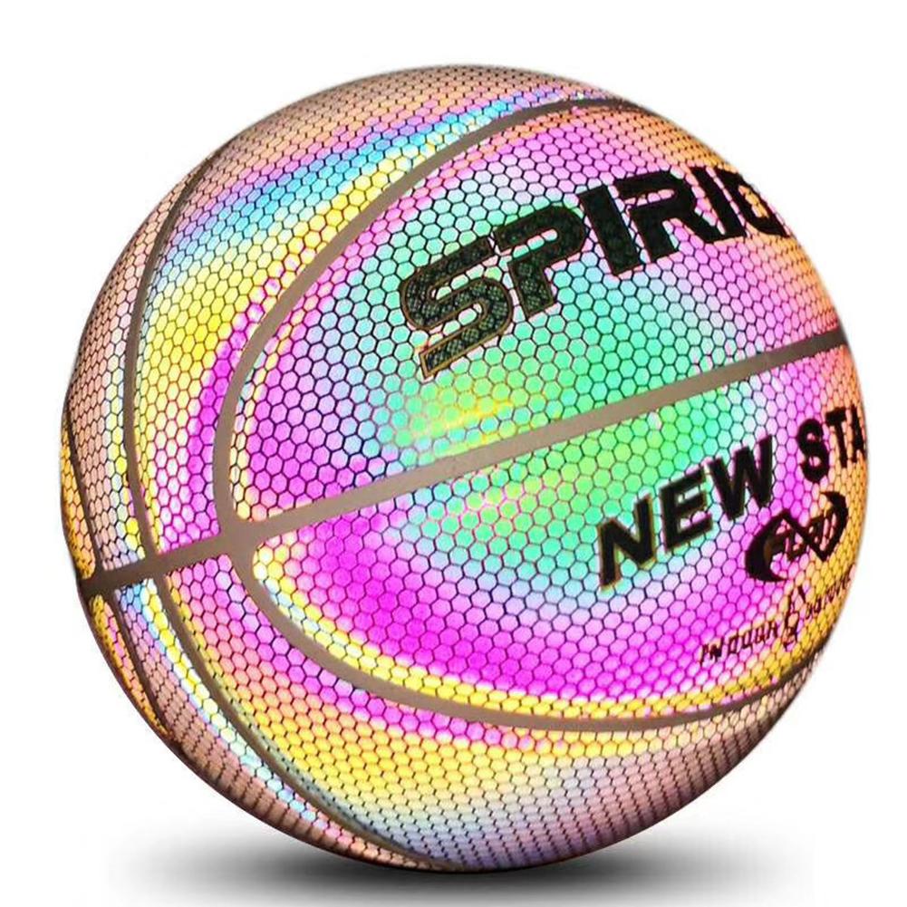 Holographic Glowing Reflective Basketball Lighted Flash Glow Basketball Perfect Night Game Toy Gift For Kids Boys Indoor And Outdoor Use
