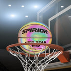 JuLam Holographic Glowing Reflective Basketball Lighted Flash Glow Basketball Perfect Night Game Toy Gift for Kids Boys Indoor and Outdoor Use