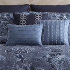 Riverbrook Home 9 Piece Comforter Set, King, Blue, Monique, Polyfill