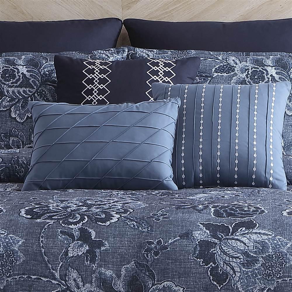 Riverbrook Home 9 Piece Comforter Set, King, Blue, Monique, Polyfill