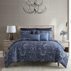Riverbrook Home 9 Piece Comforter Set, King, Blue, Monique, Polyfill