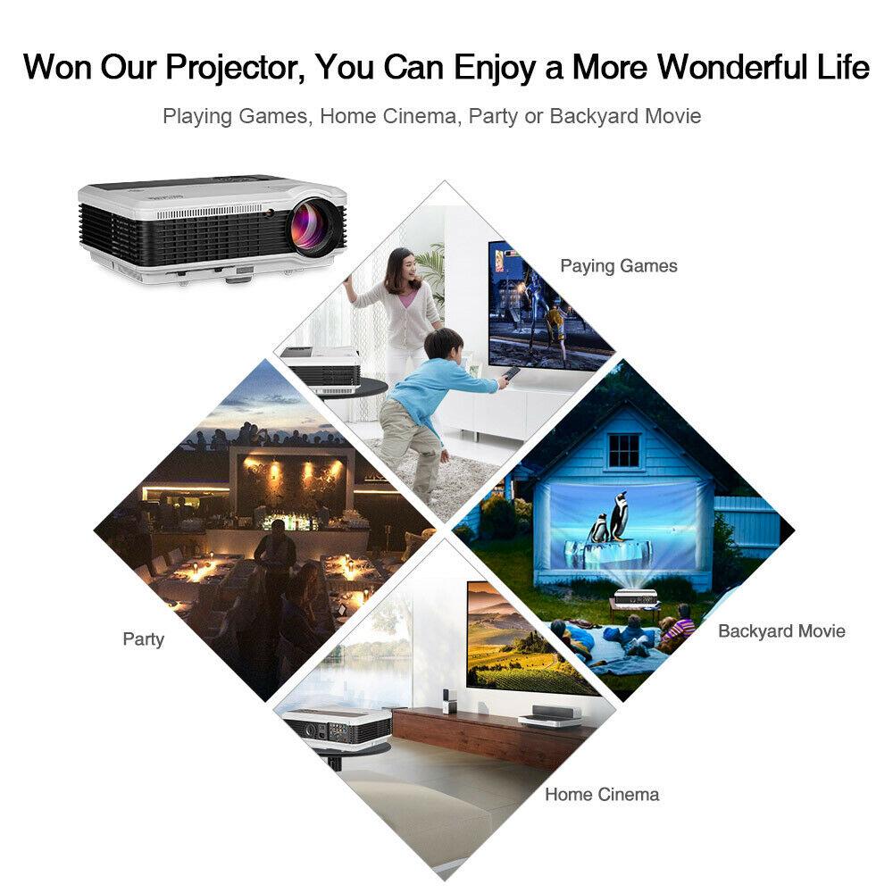 led android hd wifi projector blue-tooth lcd home theater wlan online apps tv