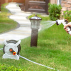 HMBB Garden Hose Nozzles, Hose Reel for Garden Gardening Terrace Hose Box, Hose Coil with 15m Hose, 7 Modes Hose Spray Gun, Locking Mechanism Retractable Automatic Garden Nozzle Simple Rewind