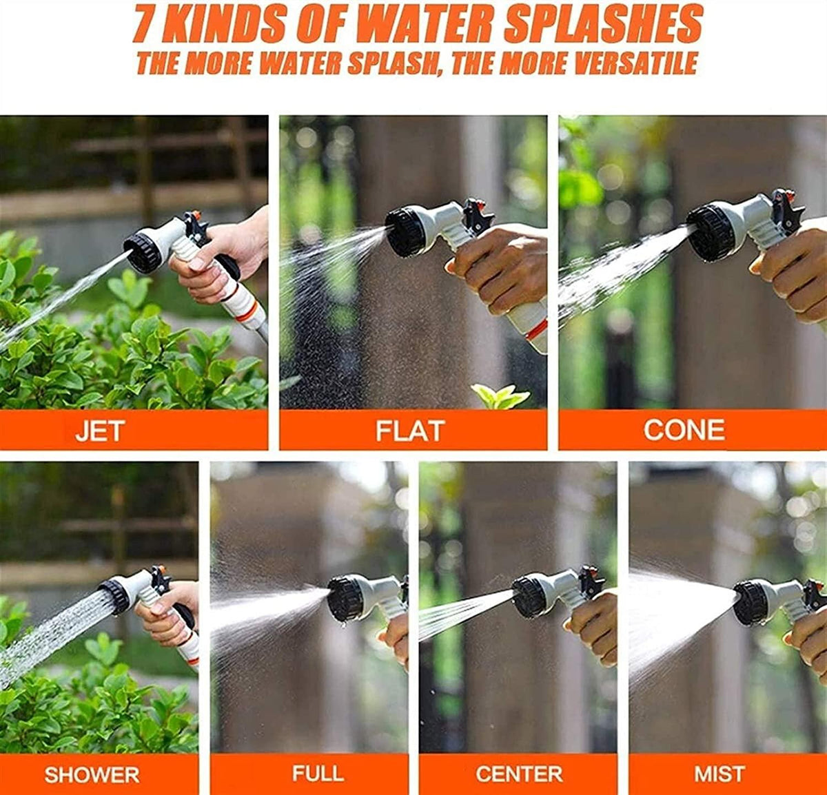 HMBB Garden Hose Nozzles, Hose Reel for Garden Gardening Terrace Hose Box, Hose Coil with 15m Hose, 7 Modes Hose Spray Gun, Locking Mechanism Retractable Automatic Garden Nozzle Simple Rewind