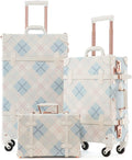 Trunk Combination Luggage Set, 3 Piece Hard Shell Retro Travel Suitcase with Wheels(Plaid,26"+20"+12")