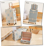 Trunk Combination Luggage Set, 3 Piece Hard Shell Retro Travel Suitcase with Wheels(Plaid,26"+20"+12")