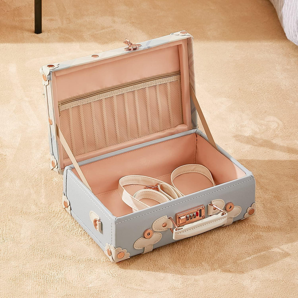 Trunk Combination Luggage Set, 3 Piece Hard Shell Retro Travel Suitcase with Wheels(Plaid,26"+20"+12")