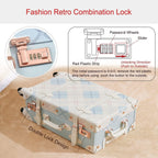 Trunk Combination Luggage Set, 3 Piece Hard Shell Retro Travel Suitcase with Wheels(Plaid,26"+20"+12")