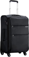 Softside Expandable Carry on Luggage with Spinner Wheels, Lightweight upright Suitcase with TSA Lock,Rolling Luggage for Business Travel,20-Inch(black)