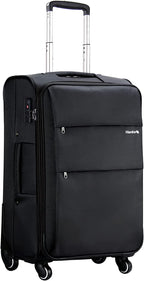 Softside Expandable Carry on Luggage with Spinner Wheels, Lightweight upright Suitcase with TSA Lock,Rolling Luggage for Business Travel,20-Inch(black)