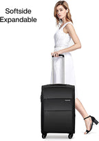 Softside Expandable Carry on Luggage with Spinner Wheels, Lightweight upright Suitcase with TSA Lock,Rolling Luggage for Business Travel,20-Inch(black)