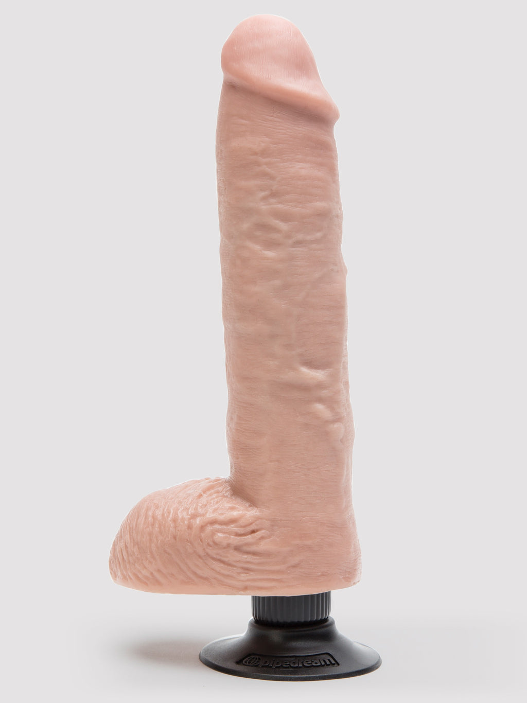 King Cock Ultra Realistic Vibrating Dildo with Balls and Suction Cup 9 Inch, Flesh Pink