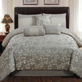 Riverbrook Home 7 Piece Comforter Set, Queen, Silver, Selvy, Polyfill