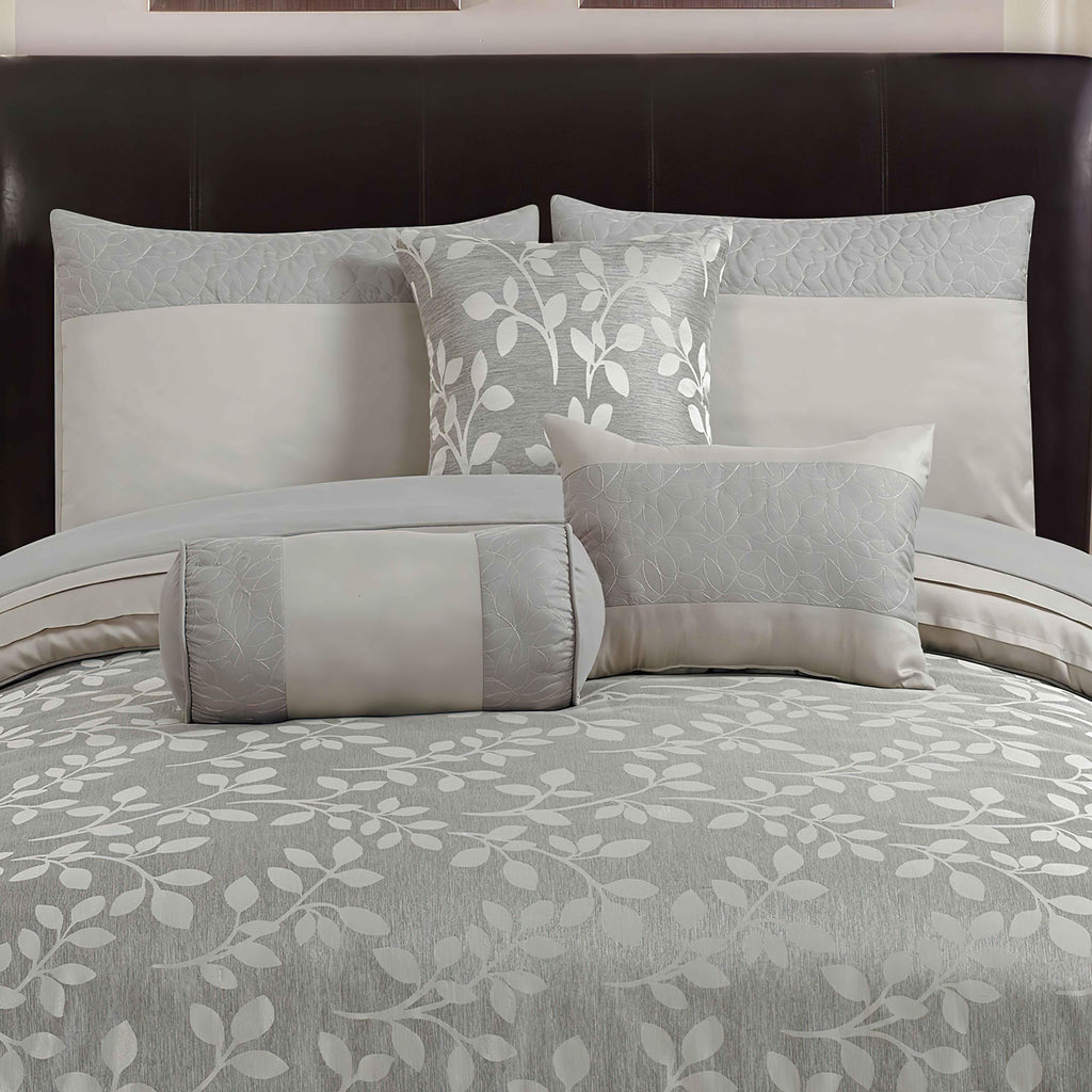 Riverbrook Home 7 Piece Comforter Set, Queen, Silver, Selvy, Polyfill