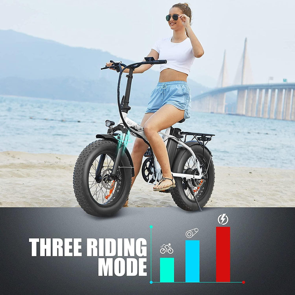 BIKFUN 20" 4.0 Fat Tire Electric Bikes for Adults, 20 inch 48V 500 Watt Folding Electric Bicycles Ebike 12.5Ah 600Wh Battery LCD Display, Electric Dirt Bike Beach Cuiser Snow Bike