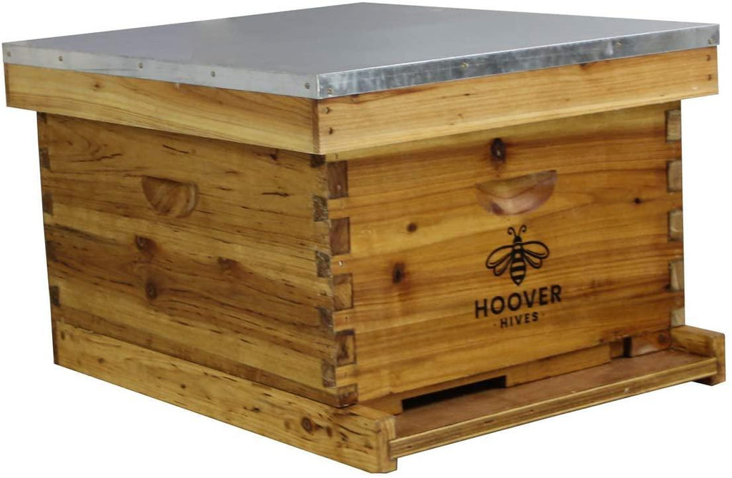 hoover hives 10 frame langstroth beehive dipped in 100% beeswax starter kit (1 deep box &amp; accessories)