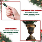 4FT Christmas Tree Garland Wreath Set, Decorative Bases 200 UL Certificated LED Lights, Artificial Xmas Spruce Tree Red Berries