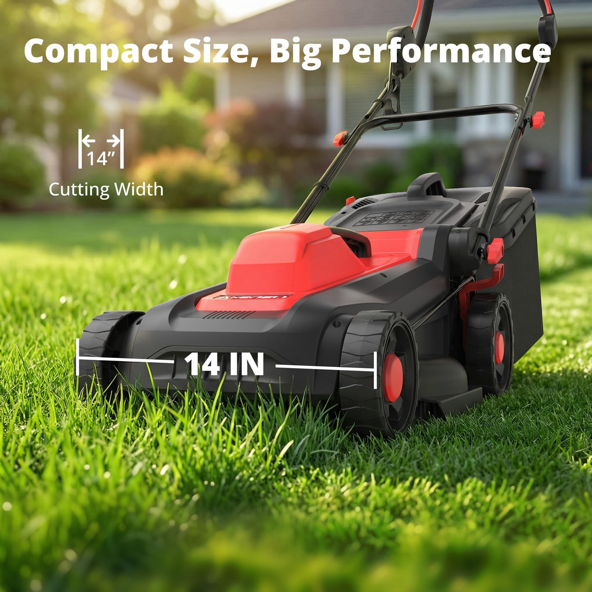 14-Inch 2IN1 Electric Lawn Mower, 12.5 Amp 3400RPM Corded Push Mower with 6-Position Height Adjustment, 10-Gallon Grass Catcher &amp; Mulching Kit, Lightweight Lawn Mower for Small/Medium Yards