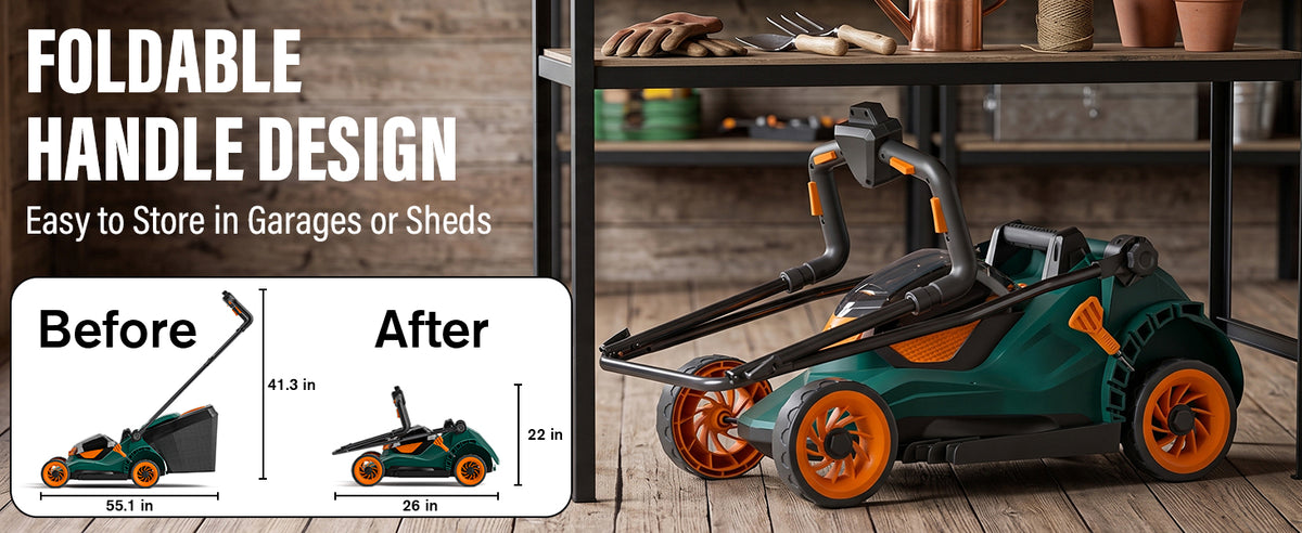 40V Cordless Lawn Mower, 16-Inch Brushless Electric Push Mower with 4.0Ah Battery, Low/High Speed Control, 5-Position Height Adjustment, 40L Grass Bag, Lightweight Mower for Yard/Lawn