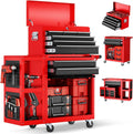 Heavy Duty 8 Drawer Rolling Tool Chest, 3-In-1 Modular Tool Box Set with Detachable 4-Tire Utility Cart, Lockable Workshop Tool Cabinet with Protective Liner, 35”W x 13”D x 43”H Industrial Warehouse