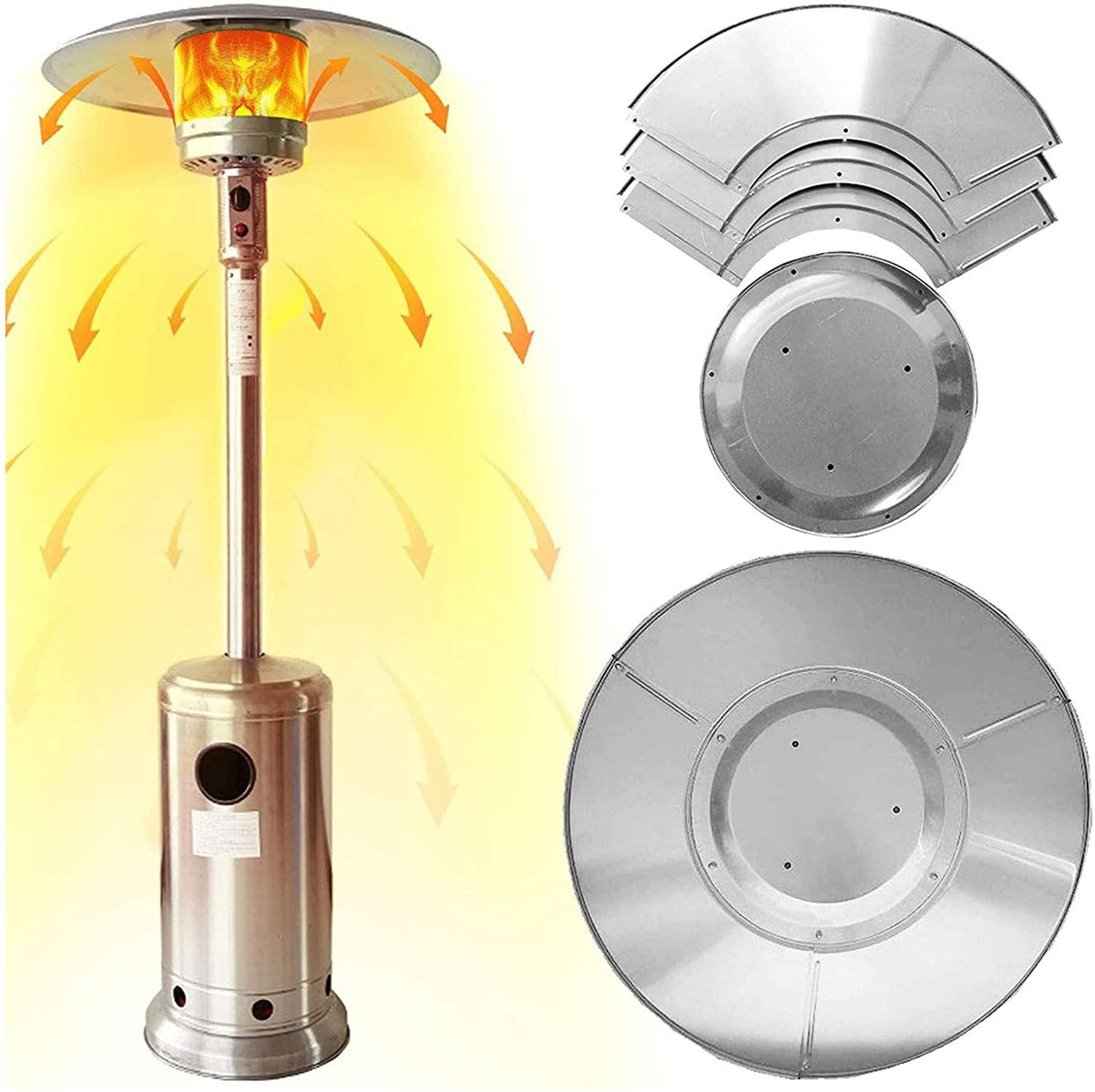 -Directional Heat Reflector Outdoor Gas Heat Shield Accessories Aluminum Deck Home Garden Heer Heat Insulation Directional Reflection Heat Cover