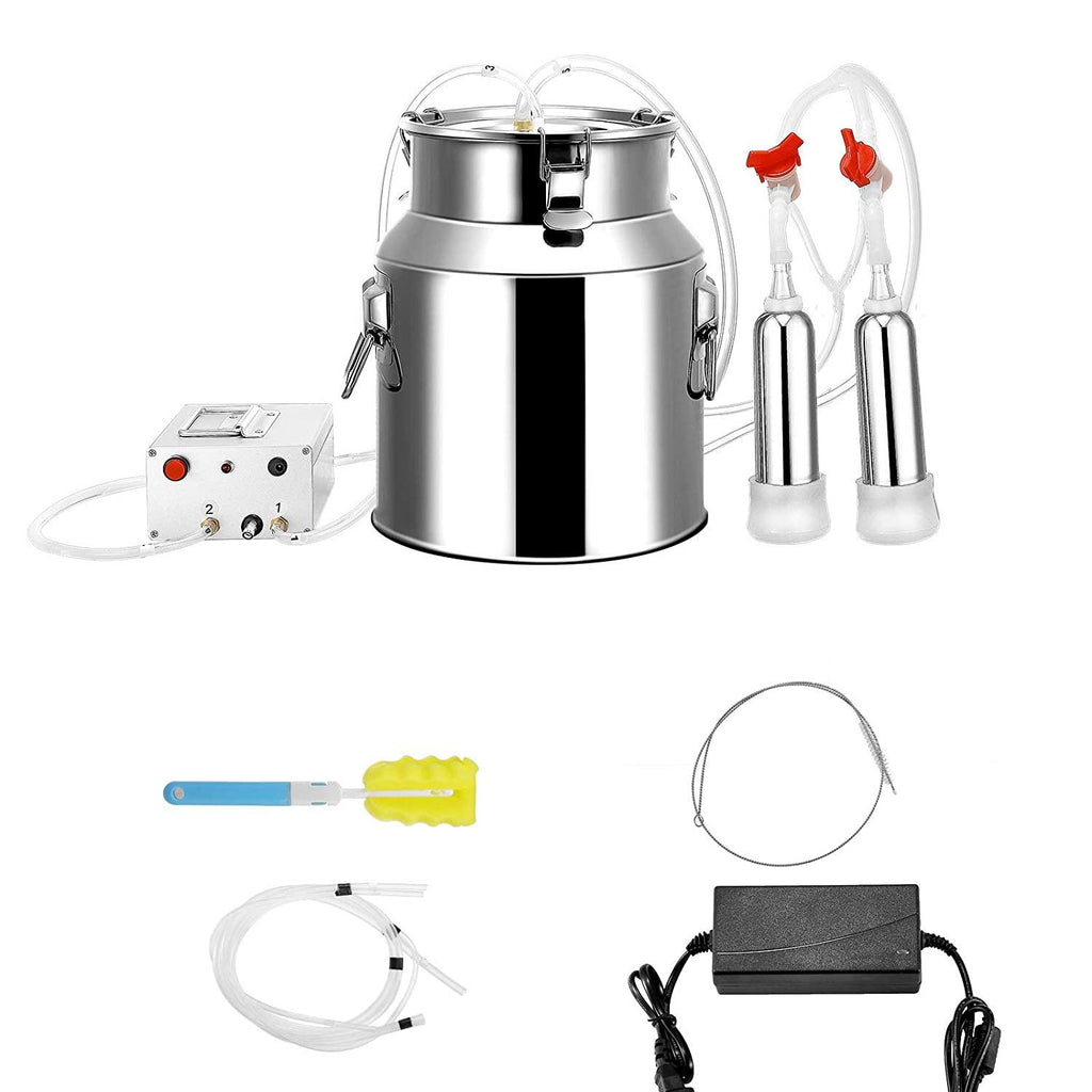 milking machine kit for sheep portable electric milker milking machine, automatic portable livestock milking equipment, adjustable vacuum pump food silicone grade hose 14l