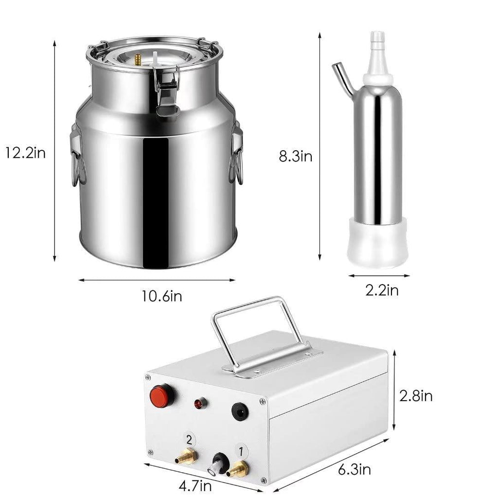 milking machine kit for sheep portable electric milker milking machine, automatic portable livestock milking equipment, adjustable vacuum pump food silicone grade hose 14l