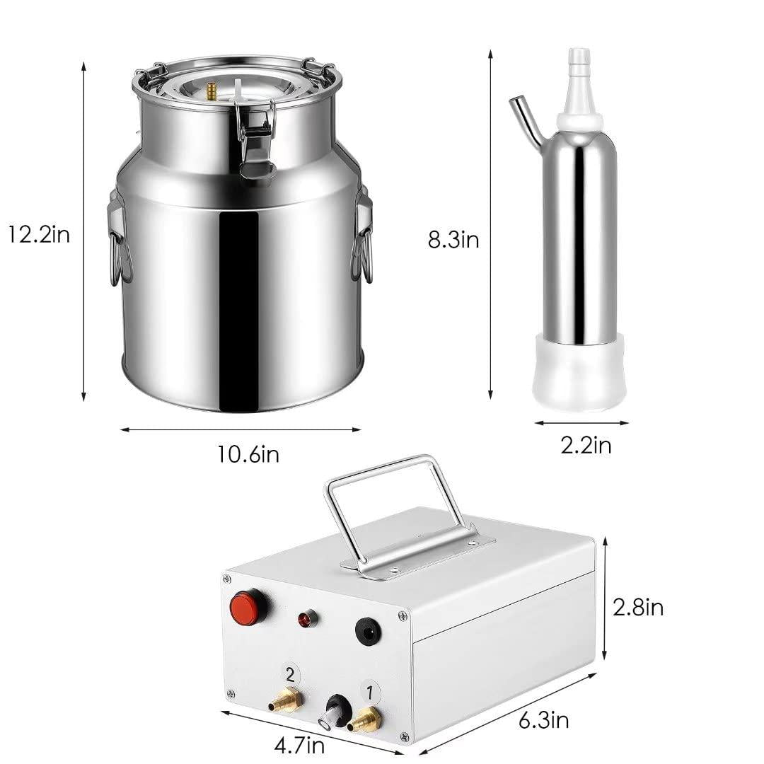 milking machine kit for sheep portable electric milker milking machine, automatic portable livestock milking equipment, adjustable vacuum pump food silicone grade hose 14l
