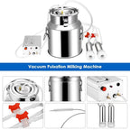 milking machine kit for sheep portable electric milker milking machine, automatic portable livestock milking equipment, adjustable vacuum pump food silicone grade hose 14l