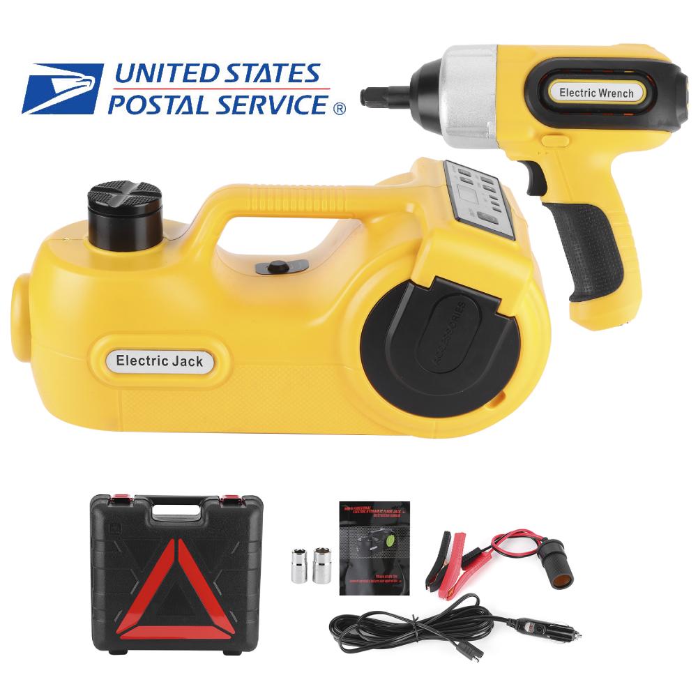 5 Ton Electric Hydraulic Floor Jack 17.7in Lift Impact Wrench Kit 12V DC