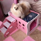 RUNWEI Villa Duplex Kennel Pet Double Room Pet Staircase Toy Pet Stairs