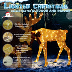 VEIKOUS Lighted Moose Family Outdoor Christmas Decoration for Yard with Stakes and Zip Ties, Gold